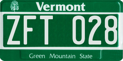 VT license plate ZFT028