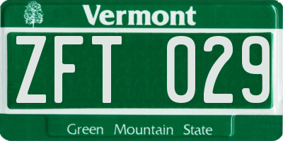 VT license plate ZFT029