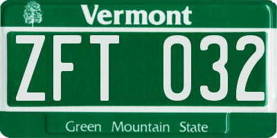 VT license plate ZFT032