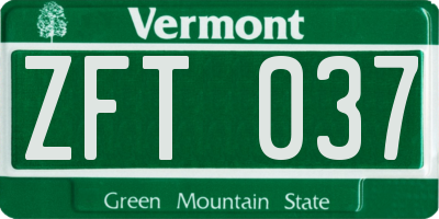 VT license plate ZFT037