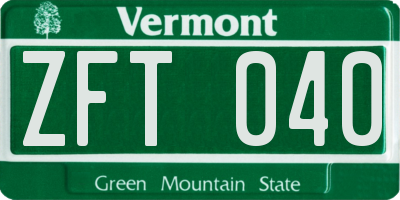 VT license plate ZFT040