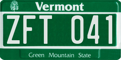 VT license plate ZFT041