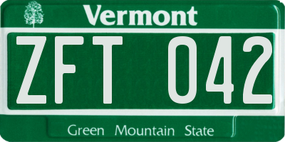 VT license plate ZFT042