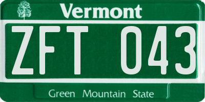 VT license plate ZFT043