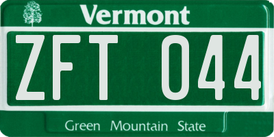 VT license plate ZFT044