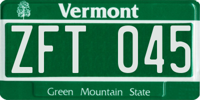 VT license plate ZFT045