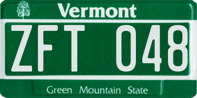 VT license plate ZFT048