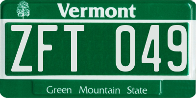 VT license plate ZFT049