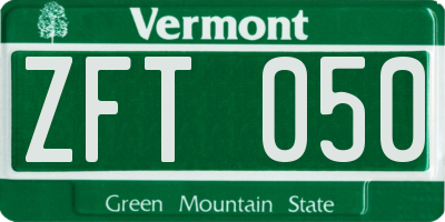 VT license plate ZFT050