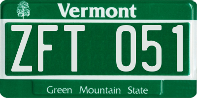 VT license plate ZFT051