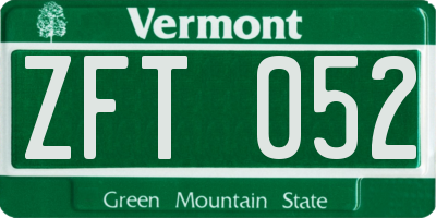 VT license plate ZFT052