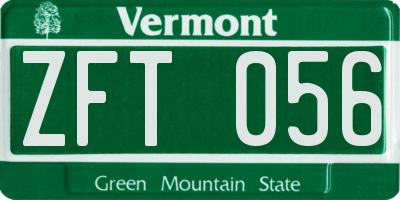 VT license plate ZFT056