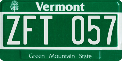 VT license plate ZFT057