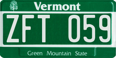 VT license plate ZFT059