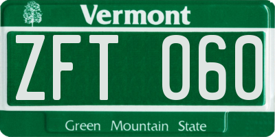 VT license plate ZFT060