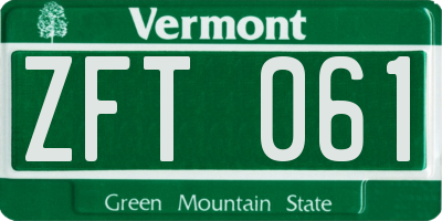 VT license plate ZFT061