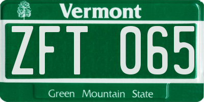VT license plate ZFT065