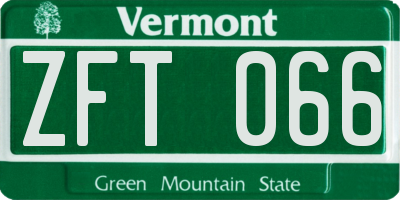 VT license plate ZFT066