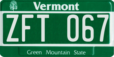 VT license plate ZFT067