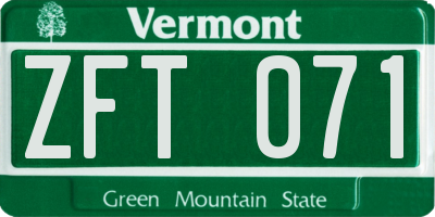 VT license plate ZFT071
