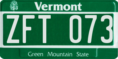 VT license plate ZFT073
