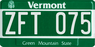 VT license plate ZFT075