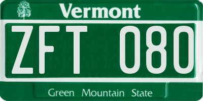 VT license plate ZFT080