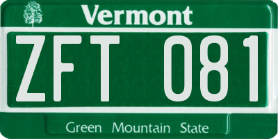 VT license plate ZFT081