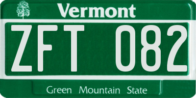 VT license plate ZFT082