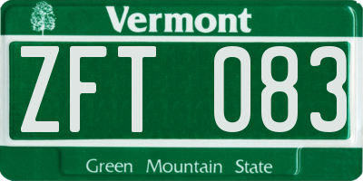VT license plate ZFT083