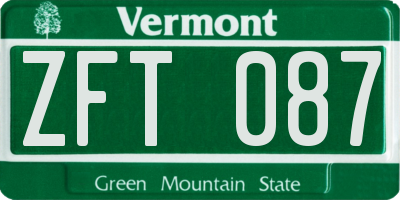 VT license plate ZFT087