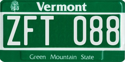VT license plate ZFT088