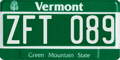VT license plate ZFT089