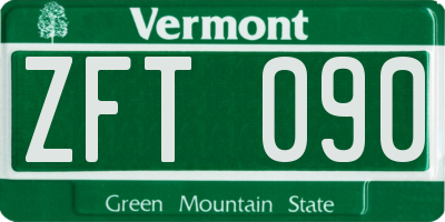 VT license plate ZFT090