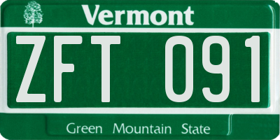 VT license plate ZFT091