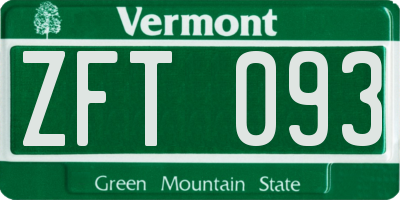 VT license plate ZFT093