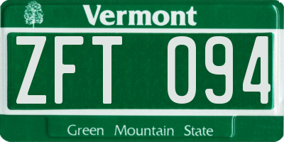 VT license plate ZFT094