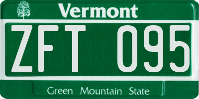 VT license plate ZFT095