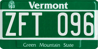 VT license plate ZFT096
