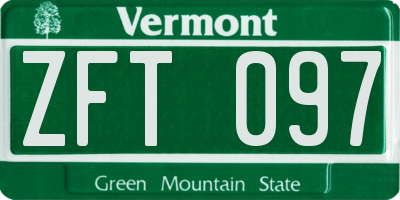 VT license plate ZFT097