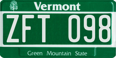 VT license plate ZFT098