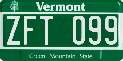 VT license plate ZFT099