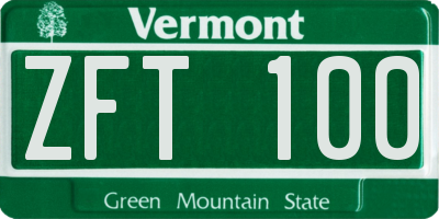 VT license plate ZFT100