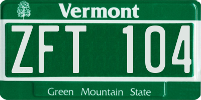 VT license plate ZFT104
