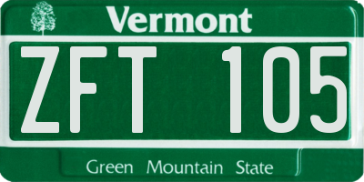 VT license plate ZFT105