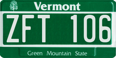 VT license plate ZFT106