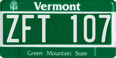 VT license plate ZFT107