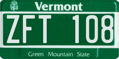 VT license plate ZFT108