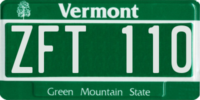 VT license plate ZFT110