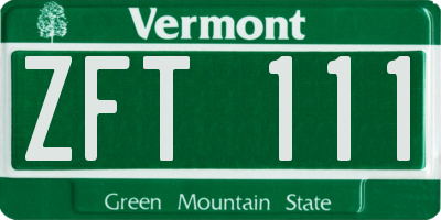 VT license plate ZFT111